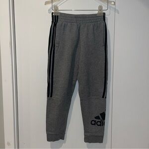 Adidas Kids Charcoal Joggers with Black Stripes